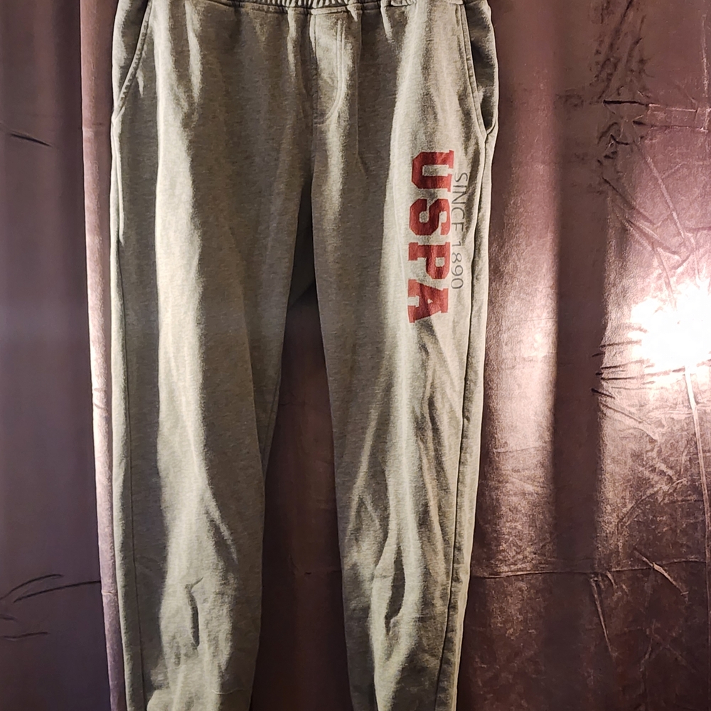 U.S. Polo Assn. Gray Joggers with Red Logo